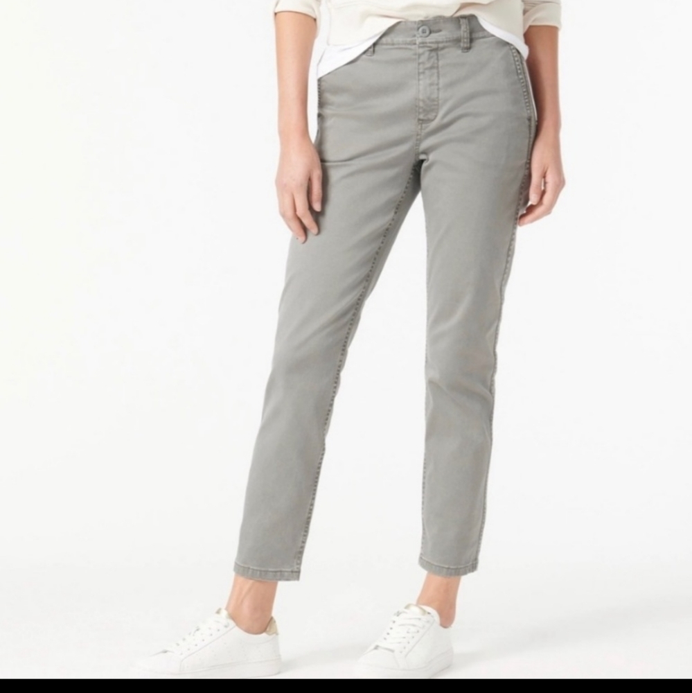 J. Crew Gray Green Chino Casual Slim Pants Ankle Crop 100% Cotton Size 00